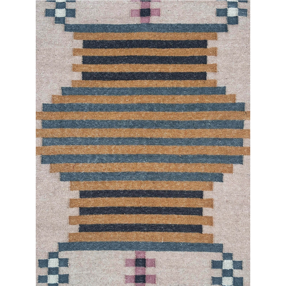 Handcrafted Wool Multicolor Vintage Dhurrie For Living